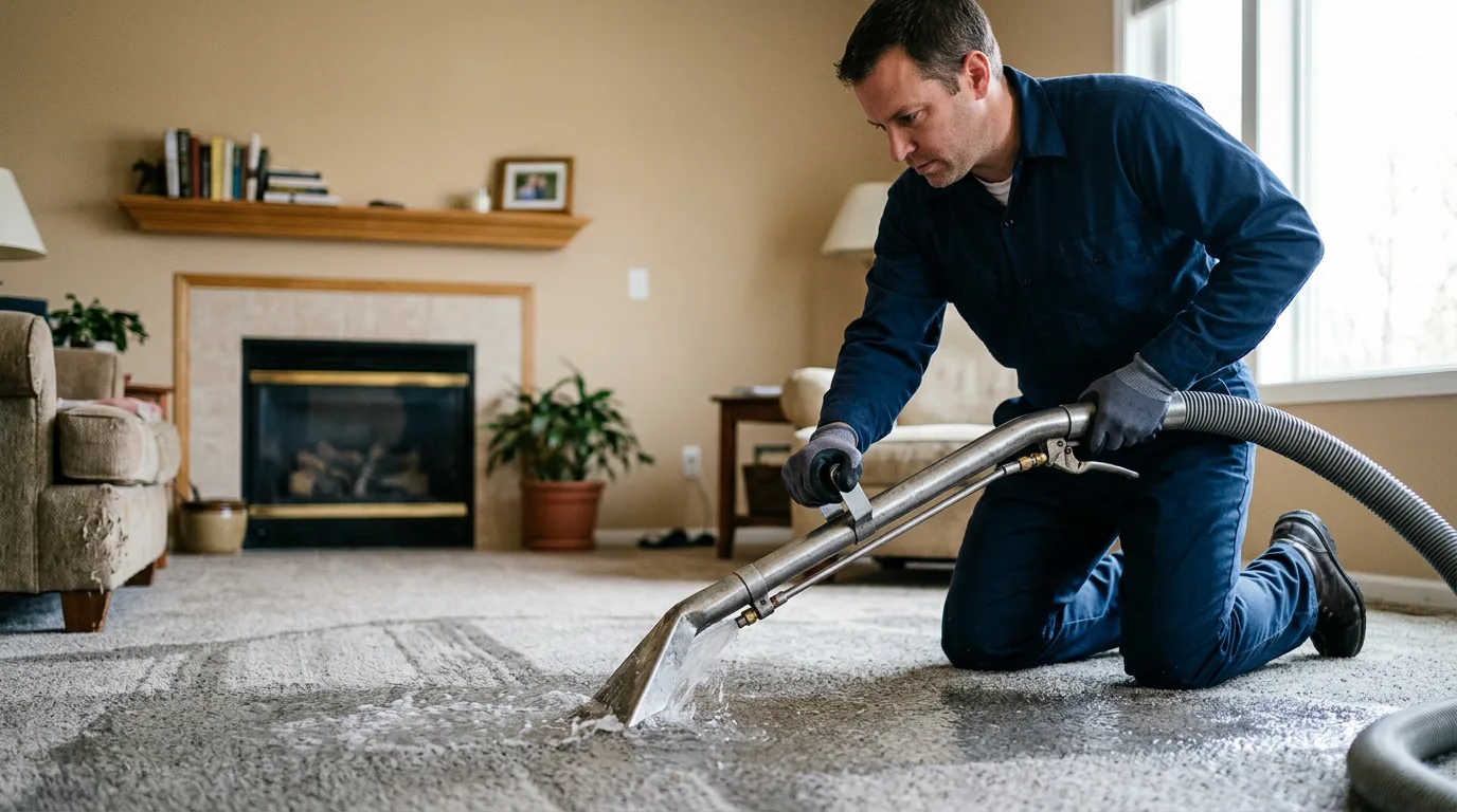Water damage restoration technician working near Postville, IA